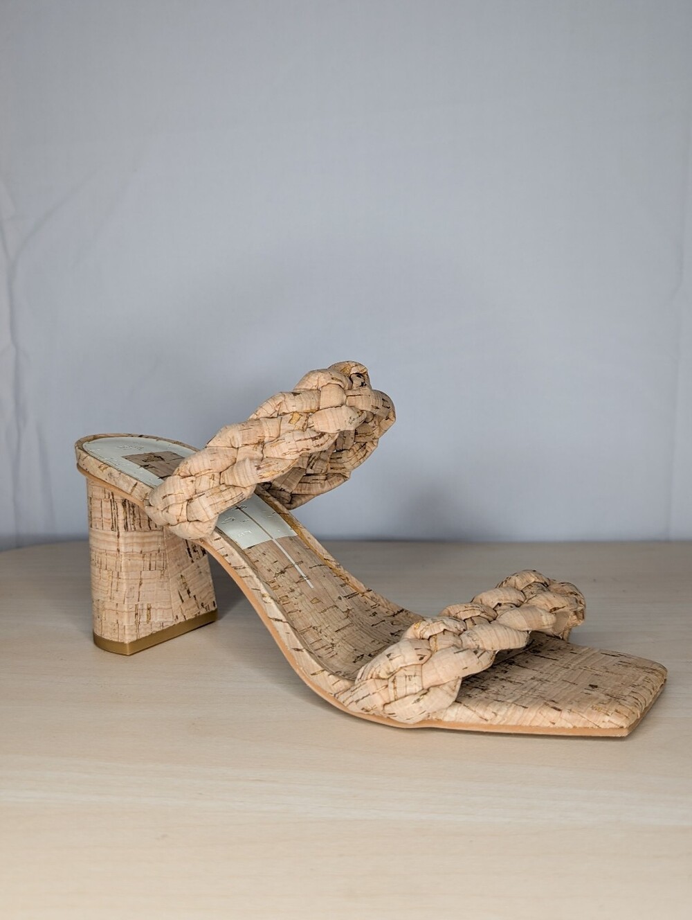 Dolce Vita Paily Cork Stella Braided Straps Open Square Toe Block Heeled Sandals